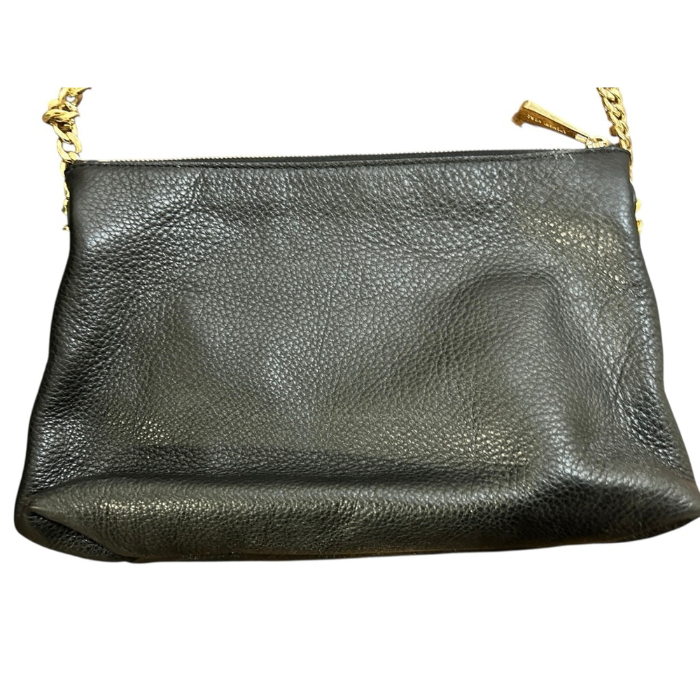 Michael Kors Black Leather Crossbody Bag One Size Gold Chain - Picture 3 of 7